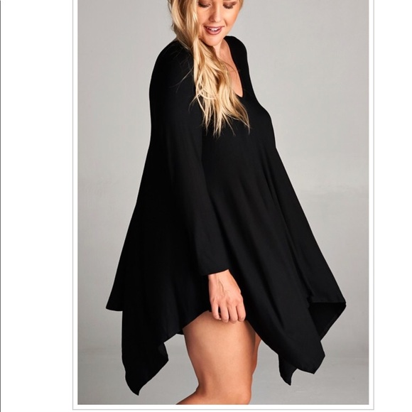 Emerald Fashion Tops - Black Flowy Plus Size Top Blouse Dress
